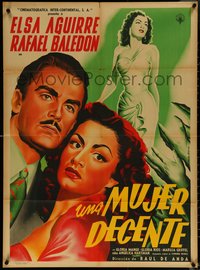 6p0355 UNA MUJER DECENTE Mexican poster 1950 Raul De Anda, artwork by Leopoldo Mendoza, rare!