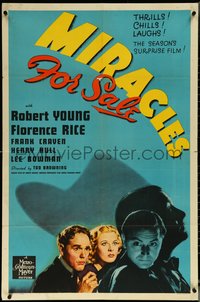 6p1124 MIRACLES FOR SALE 1sh 1939 Robert Young, Florence Rice, directed by Tod Browning!