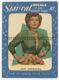 6p1300 ANN SHERIDAN 4x5 Star-cal decal 1940s portrait of The Oomph Girl, never used, ultra rare!