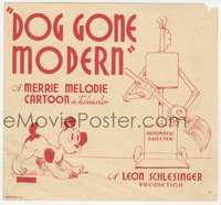 6p0177 DOG GONE MODERN 8x9 one-sheet snipe 1939 Chuck Jones cartoon w/robot & puppy, ultra rare!