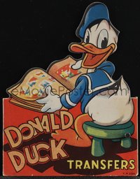 6p1304 DONALD DUCK English die-cut book of transfers 1940s put Disney cartoon images anywhere, rare!