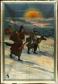 6p0020 TURI DER WANDERLAPPE German 59x86 1910s art of family on icy wasteland with reindeer, rare!