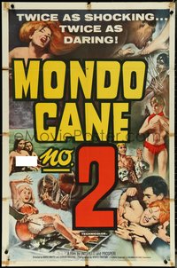 6p1126 MONDO CANE 2 1sh 1964 art of bizarre human oddities, twice as shocking!