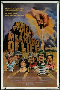 6p1129 MONTY PYTHON'S THE MEANING OF LIFE 1sh 1983 Garland artwork of the screwy Monty Python cast!