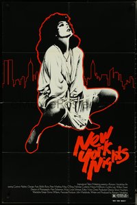 6p1145 NEW YORK NIGHTS 1sh 1984 sexy image of Corinne Wahl and NYC skyline with Twin Towers!