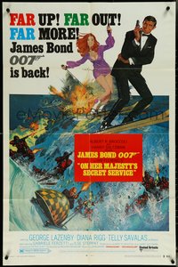 6p1152 ON HER MAJESTY'S SECRET SERVICE style B 1sh 1969 Lazenby's only Bond, McGinnis & McCarthy art!