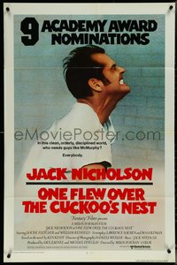 6p1154 ONE FLEW OVER THE CUCKOO'S NEST int'l 1sh 1975 Nicholson & Sampson, Forman, Best Picture!