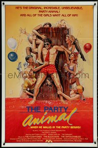 6p1160 PARTY ANIMAL int'l 1sh 1984 the party begins, wild sexy art by C.W. Taylor, ultra rare!