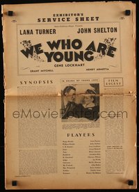 6p0278 WE WHO ARE YOUNG pressbook 1940 sexy Lana Turner, John Shelton, includes herald, ultra rare!