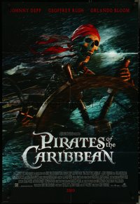 6p1165 PIRATES OF THE CARIBBEAN advance DS 1sh 2003 Geoffrey Rush, Knightley, Curse of the Black Pearl!