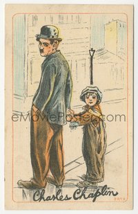 6p1311 KID French postcard 1920s Orth art of poor Charlie Chaplin & Jackie Coogan, ultra rare!