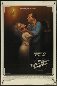 6p1171 POSTMAN ALWAYS RINGS TWICE 1sh 1981 art of Jack Nicholson & Jessica Lange by Rudy Obrero!