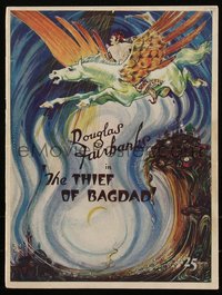 6p0373 THIEF OF BAGDAD souvenir program book 1924 art of Douglas Fairbanks on pegasus AND carpet!