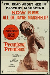 6p1173 PROMISES PROMISES 1sh 1963 sexy image of naked Jayne Mansfield covered only by bubbles!