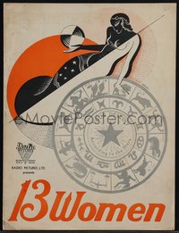 6p0260 THIRTEEN WOMEN English promo brochure 1933 half-breed Myrna Loy, Nat Carson art, ultra rare!