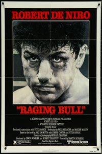 6p1176 RAGING BULL 1sh 1980 Hagio art of Robert De Niro, Martin Scorsese boxing classic!