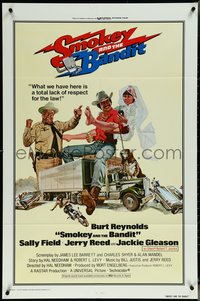 6p1210 SMOKEY & THE BANDIT int'l 1sh 1977 Solie art of Burt Reynolds, Sally Field & Jackie Gleason!