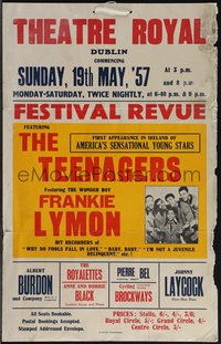 6p0206 FRANKIE LYMON 11x17 Irish music concert poster 1957 Teenagers in Dublin, Ireland, ultra rare!