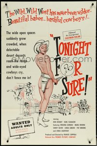 6p1257 TONIGHT FOR SURE 1sh 1963 Francis Ford Coppola's second movie, very sexy cowgirl, rare!