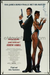 6p1273 VIEW TO A KILL advance 1sh 1985 art of Roger Moore & Grace Jones by Daniel Goozee!