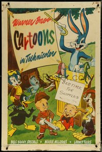 6p1276 WARNER BROS CARTOONS 1sh 1946 great early art of Bugs Bunny, Elmer Fudd, Porky & Daffy, rare!