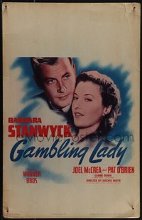 6p0084 GAMBLING LADY WC R1942 great image of gamblers Barbara Stanwyck & Joel McCrea, ultra rare!