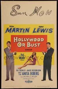 6p0086 HOLLYWOOD OR BUST WC 1956 Dean Martin & Jerry Lewis + sexy Anita Ekberg in skimpy outfit!