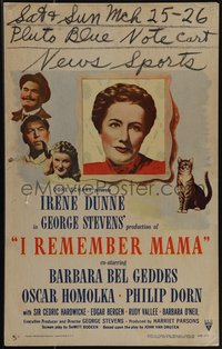 6p0087 I REMEMBER MAMA WC 1948 Irene Dunne, Barbara Bel Geddes, George Stevens, ultra rare!