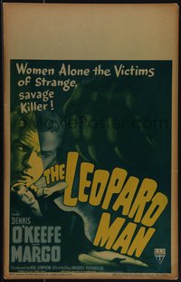 6p0090 LEOPARD MAN WC 1943 Jacques Tourneur, art of Margo, the victim of a strange, savage killer!