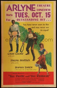 6p0099 PRIDE & THE PASSION WC 1957 art of Cary Grant, Frank Sinatra w/whip & sexy Sophia Loren!