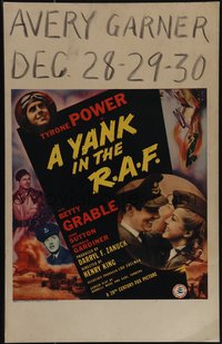 6p0105 YANK IN THE R.A.F. WC 1941 World War II pilot Tyrone Power & Betty Grable in uniform, rare!