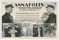 6p1339 ANNAPOLIS herald 1928 art of Johnny Mack Brown & Navy cadets with sexy girl on cannon, rare!