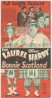 6p1341 BONNIE SCOTLAND herald 1935 great Hirschfeld art of Stan Laurel & Oliver Hardy, ultra rare!