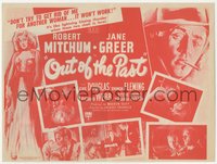 6p1359 OUT OF THE PAST herald 1947 art of smoking Robert Mitchum & sexy Jane Greer, ultra rare!