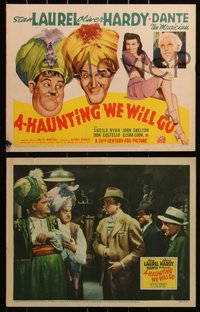 6p0754 A-HAUNTING WE WILL GO 8 LCs 1942 Laurel & Hardy + Dante the Magician, complete set!