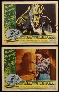 6p0759 BEAST WITH 1,000,000 EYES 8 LCs 1955 Albert Kallis border art of monster attacking, complete!