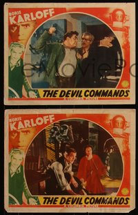 6p0863 DEVIL COMMANDS 4 LCs 1941 Boris Karloff puts the dead in suits to bring them back to life!