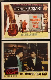 6p0781 HARDER THEY FALL 8 LCs 1956 great images of Humphrey Bogart, Steiger, Baer, boxing classic!