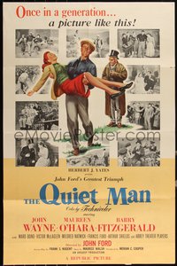 6p0257 QUIET MAN promo brochure 1951 John Wayne, Maureen O'Hara, unfolds to 24x37, ultra rare!