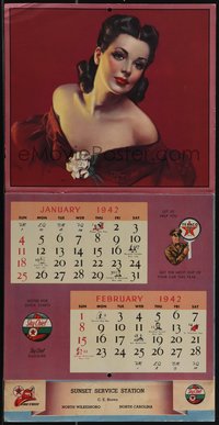 6p0189 TEXACO calendar 1942 with pin-up art by Zoe Mozert, Florence Kroger, A Cucchi, ultra rare!