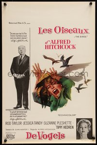 6r0408 BIRDS Belgian 1963 Alfred Hitchcock shown, Tippi Hedren, classic intense attack artwork!