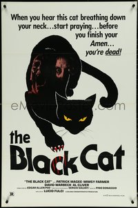 6r0643 BLACK CAT 1sh 1984 Lucio Fulci's Il Gatto Nero, cool feline horror art!