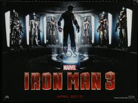 6r0043 IRON MAN 3 teaser DS British quad 2013 image of Robert Downey Jr & many suits, April 2013!