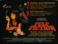 6r0050 PULP FICTION awards DS British quad 1994 Tarantino, Uma Thurman smoking in bed, ultra rare!