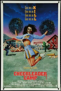 6r0674 CHEERLEADER CAMP 1sh 1987 John Quinn directed, wacky image of sexy cheerleader w/skull head!