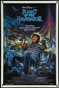 6r0717 FLIGHT OF THE NAVIGATOR 1sh 1986 Disney sci-fi, Jeff Wack artwork of Joey Cramer in spaceship!