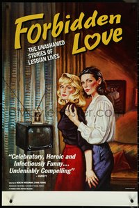 6r0719 FORBIDDEN LOVE 24x36 1sh 1992 lesbian documentary, cool pulp art by Janet Wilson!