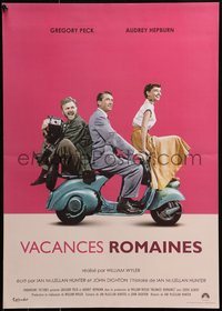 6r0334 ROMAN HOLIDAY French 17x24 R2013 Audrey Hepburn & Gregory Peck, Albert riding on Vespa!