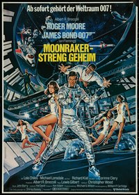 6r0114 MOONRAKER German 1979 Goozee art of Moore as James Bond, sexy Lois Chiles & Richard Kiel!