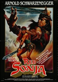 6r0115 RED SONJA German 1985 Casaro fantasy art of Brigitte Nielsen & Schwarzenegger, ultra rare!